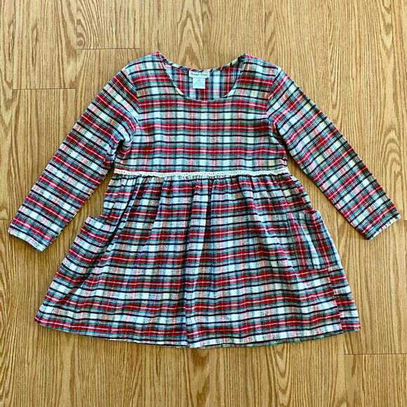 Bonnie Evans Vintage Plaid Tartan Flair Red Holiday Dress Girls Large - Picture 2 of 15